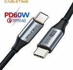 CABLETIME 3A 60W USB-C to USB Type-C 0.5m Cable US$1.05 (~A$1.45) Delivered @ Cabletime AliExpress