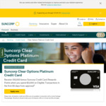 Suncorp Clear Options Platinum Credit Card 100,000 Bonus Points After $3,000 Spend within 90 Days of Approval, $129 Annual Fee