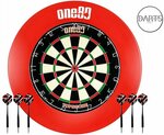 One80 Top Score Bristle Dartboard, Surround (Red) & 6 Steel Tip Darts $139.95 Delivered (Was $192.96) @ Darts Direct