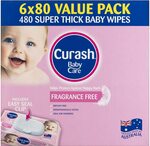 Curash Fragrance Free Baby Wipes 6x80 Pack (480) Wipes $11 ($9.90 S&S) + Delivery ($0 with Prime/ $39 Spend) @ Amazon AU