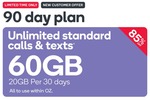 Kogan Prepaid Mobile 90 Days 60GB $14.90 (New Customers, Port Over Only) @ Kogan