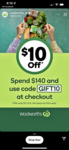 $10 off with $140 Minimum Spend @ Woolworths