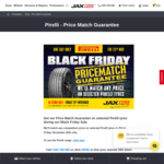Pirelli Tyres Price Match by JAX 25th November 2022 in-Store Only