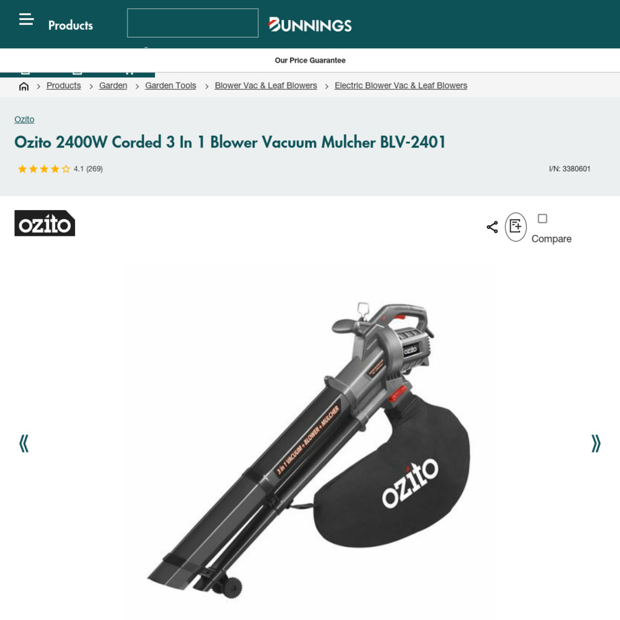 Ozito 3 in discount 1 vacuum blower