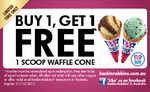 Baskin-Robbins Buy 1 Get One Free Ice Cream Cone* (No Facebook Required)