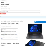Lenovo ThinkPad E14 Laptop with AMD Ryzen 5825U, 16GB RAM, 512GB SSD $1089 Delivered @ Lenovo