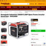 Renegade Industrial 3300W 6.0HP Open Frame Inverter Generator $899 (Save $200) + $23.71 Delivery @ TradeTools