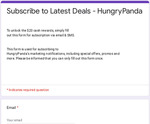 [NSW] Subscribe to Email & SMS, Get 2 × $10 Coupons for Sydney Food Delivery (No Min Spend) @ Hungry Panda