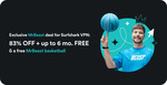 Surfshark VPN 83% off + 6 Months Free + Free MrBeast Basketball @ Surfshark