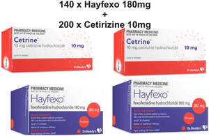 200x Cetirizine 10mg + 140x Hayfexo 180mg, Hayfever Relief Medication $44.99 Delivered @ PharmacySavings