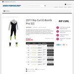 2011 Rip Curl E-Bomb Pro 3/2 Chest Zip $289.95