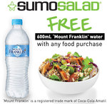 Free 600ml Mount Franklin Water with Any Food Purchase at Sumo Salad