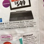Asus Transformer Book T100 for $549 (Price Match Officeworks for 5% OFF) at DickSmith
