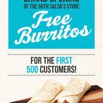 Free Burrito for First 500 Customers on Friday 14th at Salsa's Tea Tree Plaza (Adelaide)