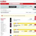 Lynx Deodorant Body Spray 96/100g WAS $6.21 NOW $2.60 (COLES)