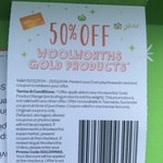 Woolworths Online Coupon Code - 50% off Woolworths Gold Products