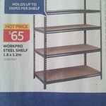 Workpro Steel 5 Shelves 1.8x 1.2m 360kg/Shelf $65 ($61.75 with Newsletter Sign up) @ Masters