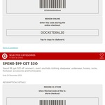 Target - $20 off $99 Spend on Clothing and Homewares Excluding Electrical