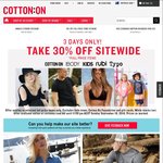 30% off Cotton On Sitewide (Online Only)