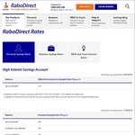 RABO DIRECT High Interest Savings Account Interest Rate up to 3.20% Variable 4 Month Honey Moon Period. Then 2.05%