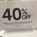 40% off Xbox Live 3 Month Subscription $17.95 at Target