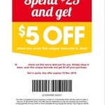 Spend $25 Get $5 off (1 Shop) by Scanning Email Barcode @ The Reject Shop