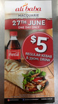 [NSW] Regular Kebab & 390ML Drink $5 at Ali Baba (Macquarie Shopping Centre)