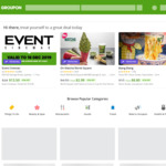 Groupon 10% off Sitewide, Max Discount $40, until 8PM (+15% Increased Cashback via ShopBack)