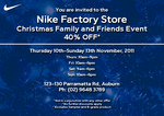 [SYD/NSW] NIKE Factory Store, Auburn 40% Storewide – 10 Nov to 13 Nov, 2011