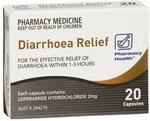 Pharmacy Health, Diarrhoea Relief 20x Capsules $4.99 Delivered @ PharmacySavings (Imodium Generic)