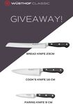 Win a WUSTHOF Classic Cook's Knife, Bread Knife and Paring Knife (Worth $699) from WÜSTHOF Australia