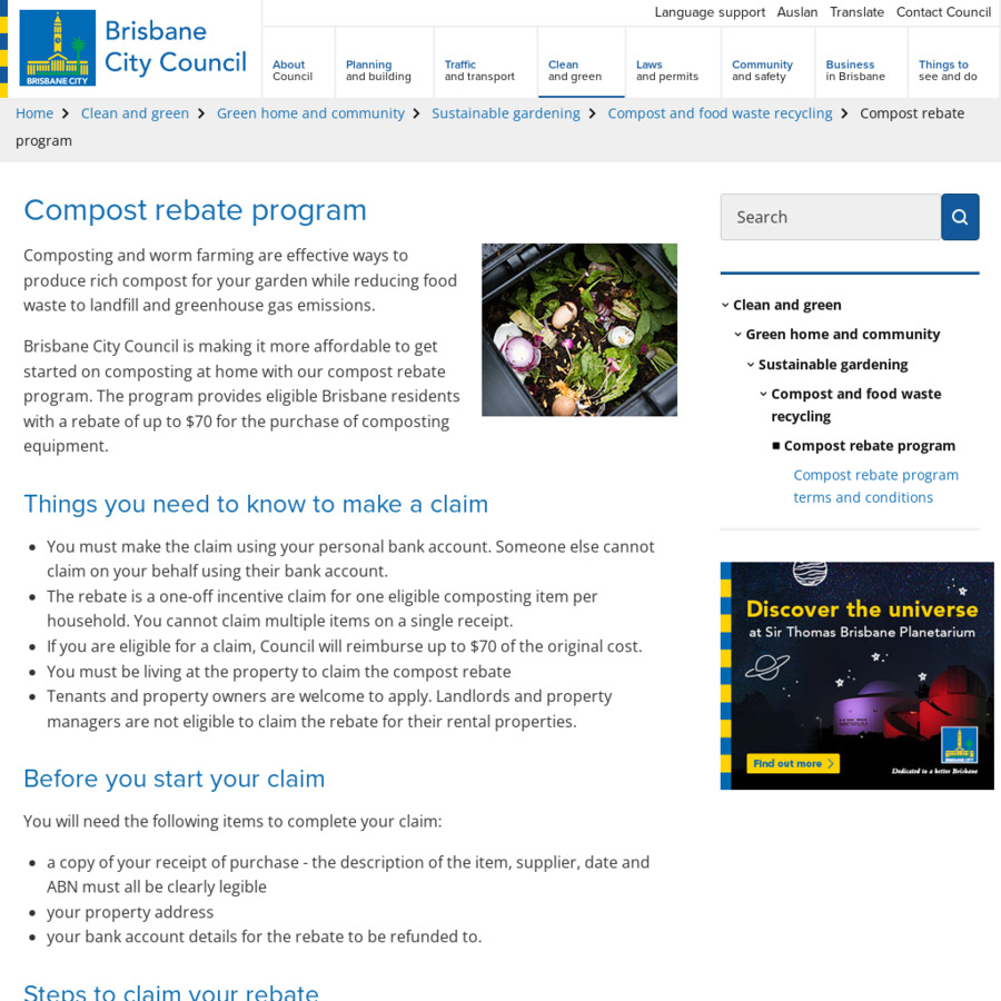 Compost Rebate Program Brisbane