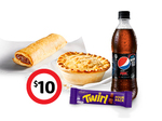 2x Coles Branded Hot Food 175g, 1x V 250ml or Pepsi Max 600ml Variety, 1x Cadbury King Bar Variety $10 @ Coles Express