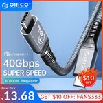 ORICO USB4 TPE 0.3m/0.8m PD100W 40Gbps Cable $12.47/$20.91 Delivered @ ORICO Official Store Aliexpress