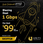 Opticomm Internet 1000/50mbps $99/Month (No Lock in Contract/Activation Fee) @ Uniti Internet
