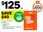 $125 for amaysim $165 Starter Pack 140GB 1 Year + 2000 Everyday Rewards Points @ Woolworths (in-Store Only)