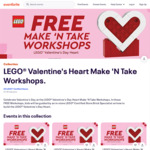 Free LEGO Make and Take Workshop (Valentine's Day Heart) Sat-Sun 10-11 Feb (Booking Required) @ AG LEGO Certified Stores