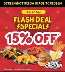 15% off NeNe Chicken (Min Spend $10, Show Social Media Post to Redeem) @ NeNe Chicken