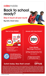 20% off Coles Mobile Recharge Vouchers ($25 Value for $20, $30 for $24, $195 for $156, $240 for $192) @ Coles (In-Store)