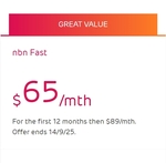 nbn 100/20 $65/M for 12 Months (Ongoing $89/M, FTTP/HFC 500/50 from Sep), 50% TopCashback AU Cashback 1st Month @ Southern Phone