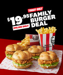 Family Burger Deal (4x Zinger, 2x Large Chips) $19.95 (Online & Pickup Only) @ KFC