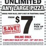 Domino's Value, Traditional & Chef's Best Pizzas $7 Pickup (22 July - 28 July)