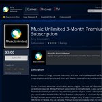 Sony Music Unlimited 3-Month Premium Subscription $3.00 Normally $38.97