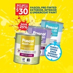 $30 for 2 X 4L Pasol Ready to Go Pre Tinted Paint 25% off @ Masters