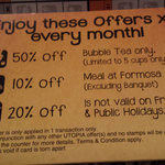 50% off Bubble Tea for The Rest of 2015 with $20 Utopia Fan Reward Membership (Perth)