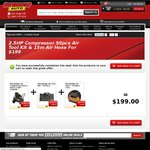 SuperCheap Auto 2.5hp Compressor 50pce Air Tool Kit & 15m Air Hose for $199