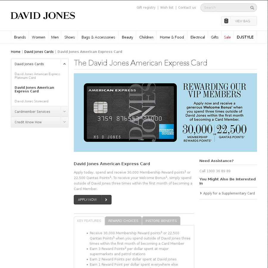 David Jones, Earn 1 Qantas Point per $1