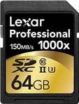 Lexar 64GB SDXC 1000x 150MB/s US $38.99 + Postage (Approx US $5.30) - Save US $65.00 @ Amazon