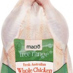 Woolworths Macro Free Range Whole Chicken $4.99/kg (Save $2.36/kg)