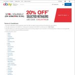 eBay 20% off @ 28 Stores (Futu, Betta, Rays, Grays + More)